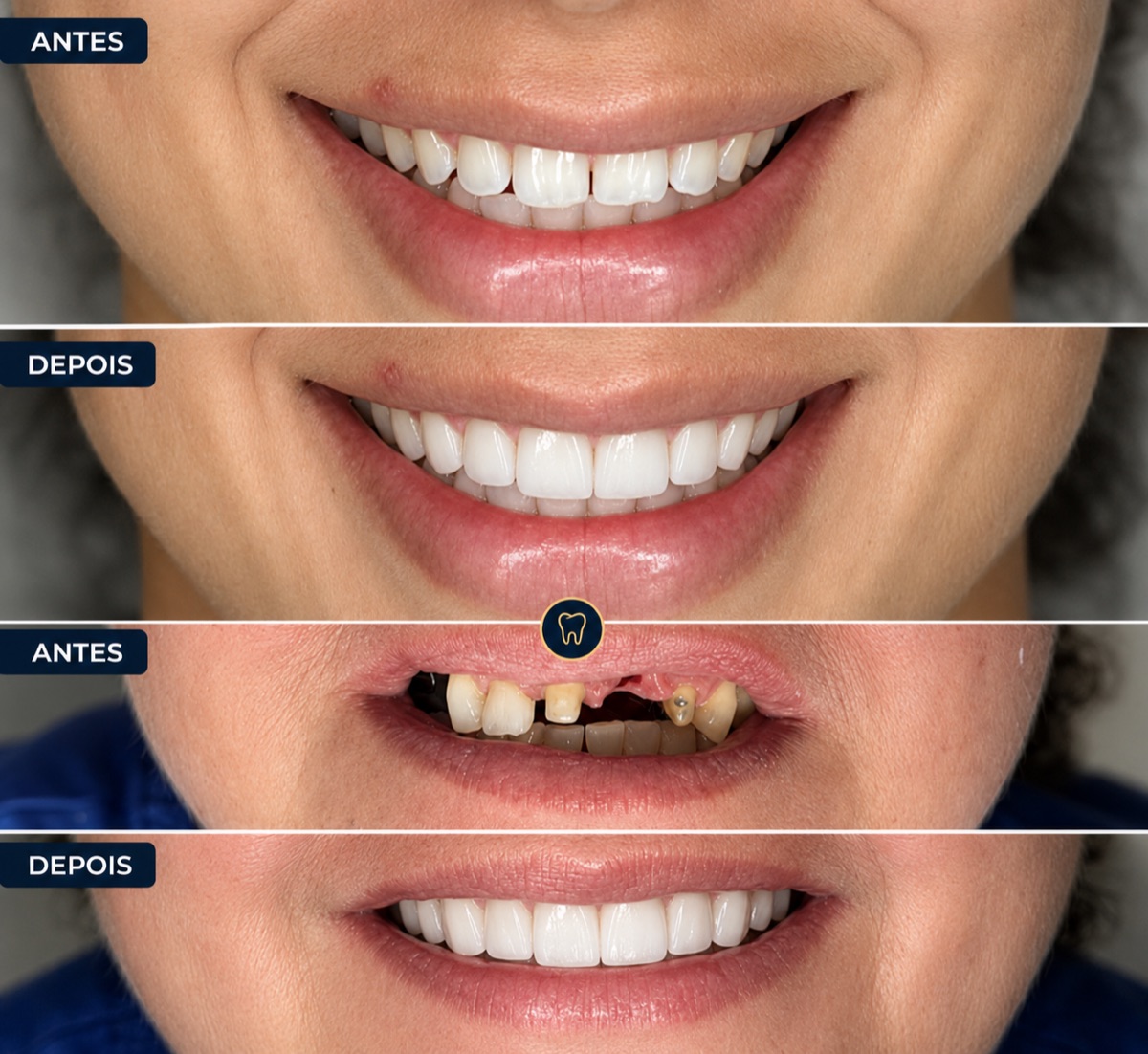 Antes e depois de tratamento realizado na Clínica Ortodent